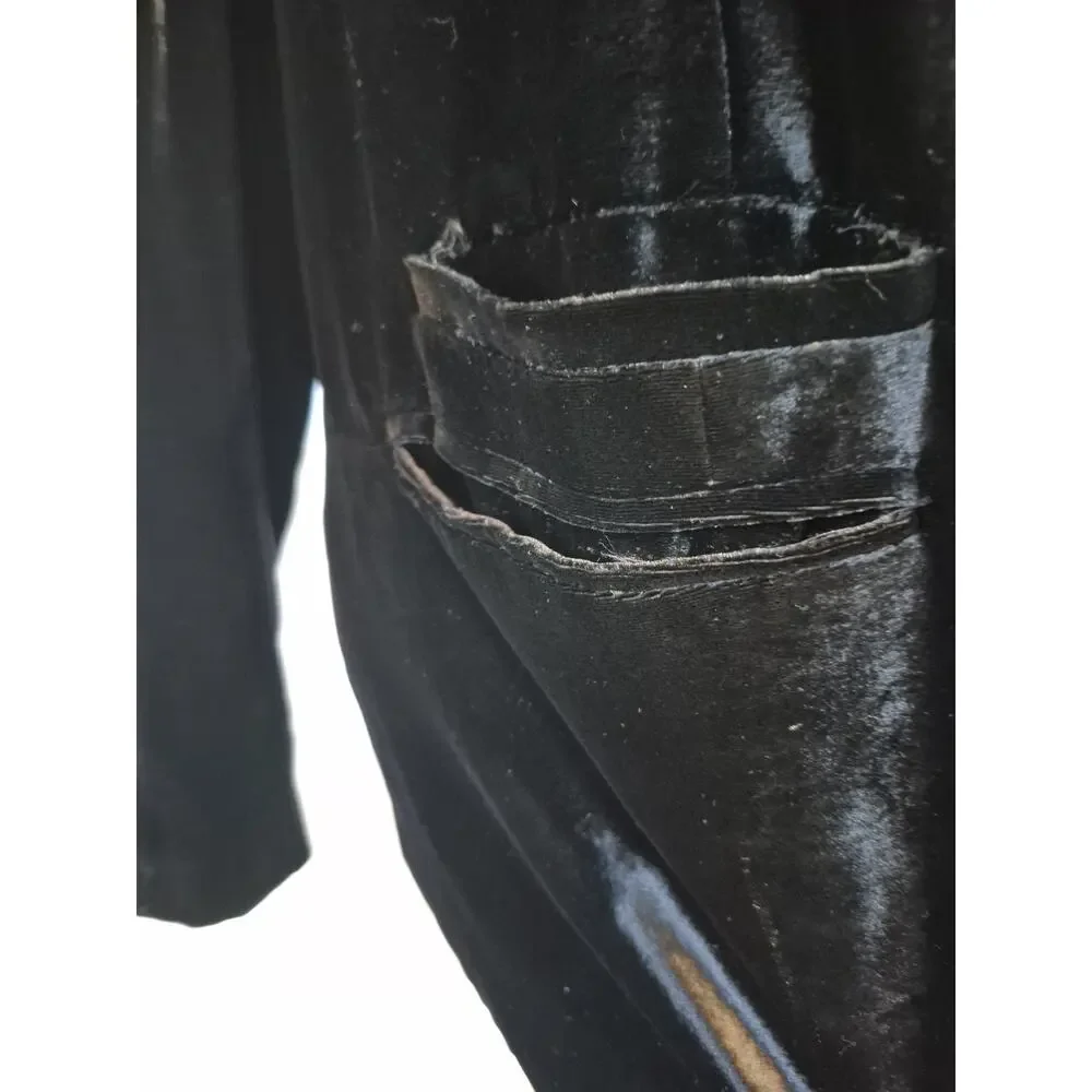 Garnet Hill Velvet Silk Blend Blazer Black Front Pockets US 14